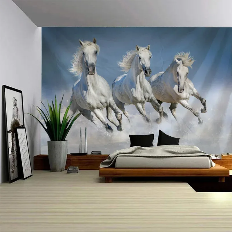 VIKAMA Grand Galloping Steed Tapestry Modern Minimalist Living Room Sofa Feature Wall Decor Tapestry Room Decoration