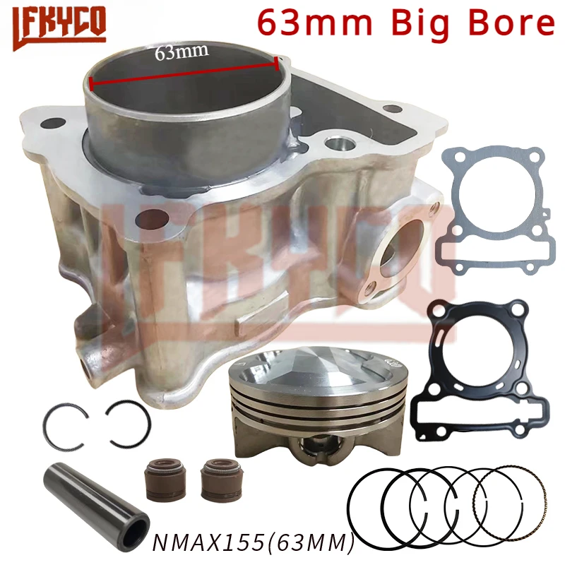Motocyklowy zestaw cylindrów o średnicy 63 mm z silnikiem o średnicy 155CC do 183CC do Yamaha NMAX N Max 155 Aerox155 Aerox TRICITY R15 NVX
