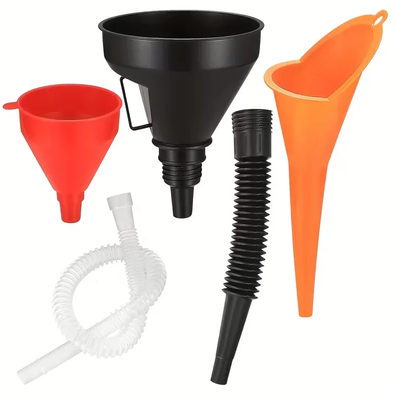 

1set Car Motorcycle Funnel Set With Extend Hose Car Long Stem Funnel automobile Oil Fuel Filling Tools Anti-Splash Oil Funnel