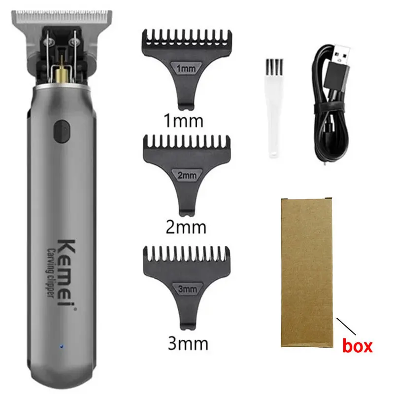 Kemei Professionele Haarkapper Haarsnijmachine 0mm Haartrimmer Oplaadbare Elektrische Scheerapparaat voor Mannen KM-TX10 KM-1757 Set