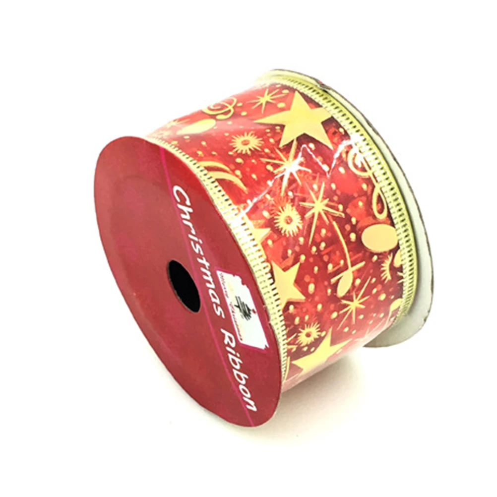 

4 Rolls Christmas Ribbon Christmas Trees Decor Pendant Gift Colorful Ribbon for Home Store (Golden, Red, Blue and Pink, Pattern)
