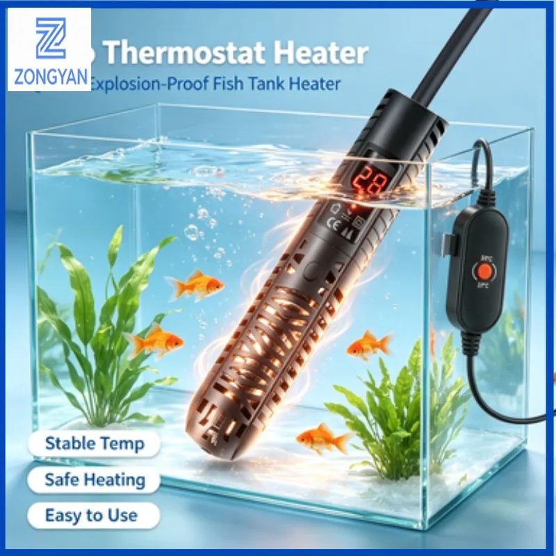 ZONGYAN Aquarium Heater Automatic Constant Temperature Frequency Conversion Quartz Explosion Proof Small Submersible Power