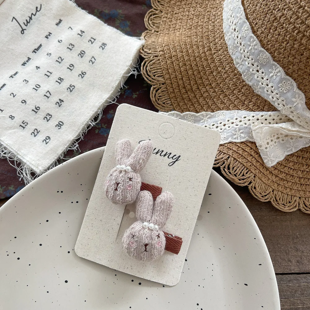 2 szt. Dziecięce dziergane spinki do włosów z kokardką, urocze króliczki, spinki do grzywki, elastyczne gumki do włosów, akcesoria do włosów dla dziewczynek