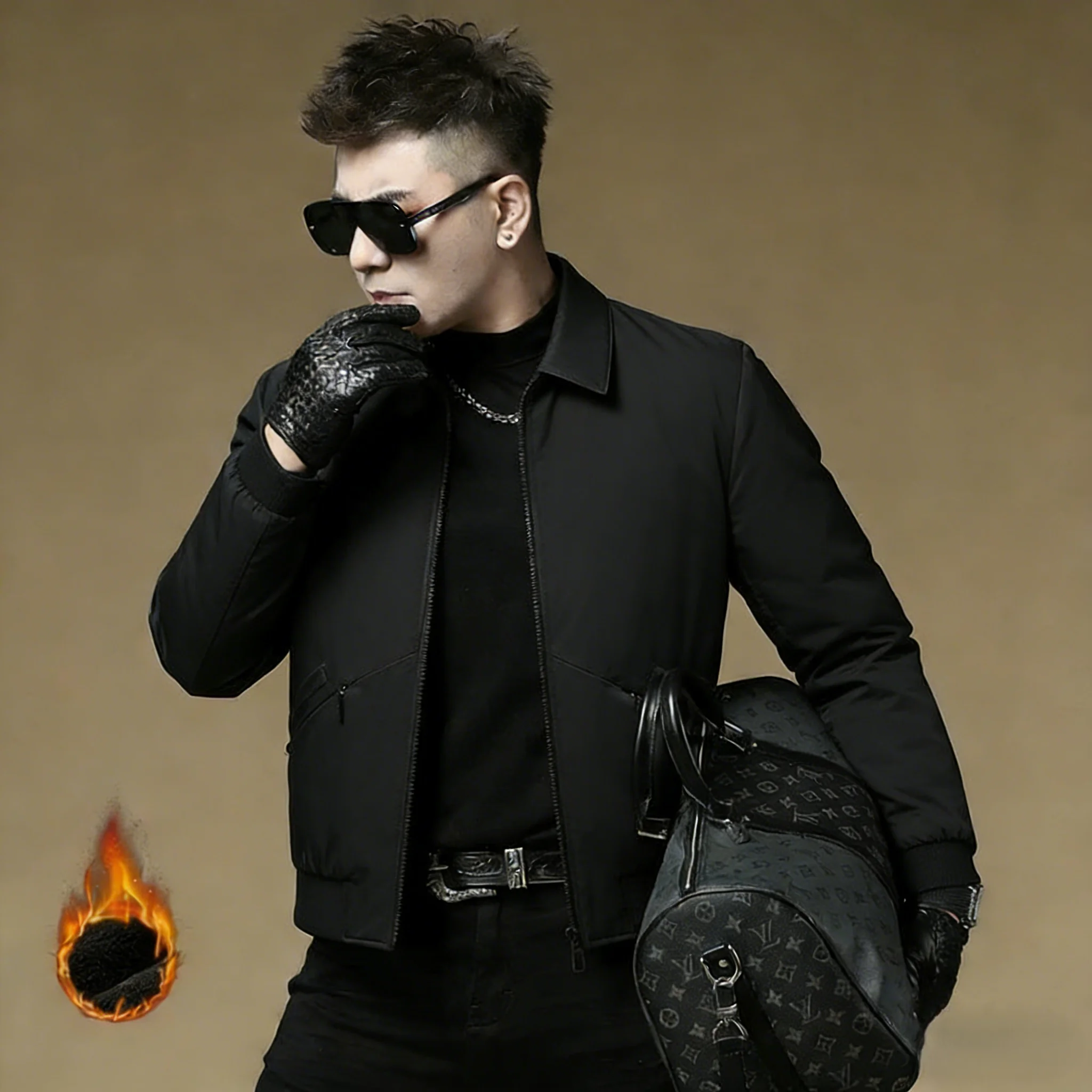 

Formal Ocn Slim Fit ort Puffer Jaet Men's Faionable Bla Lightweight Warm Coat Sli Busin Sle Button Closure