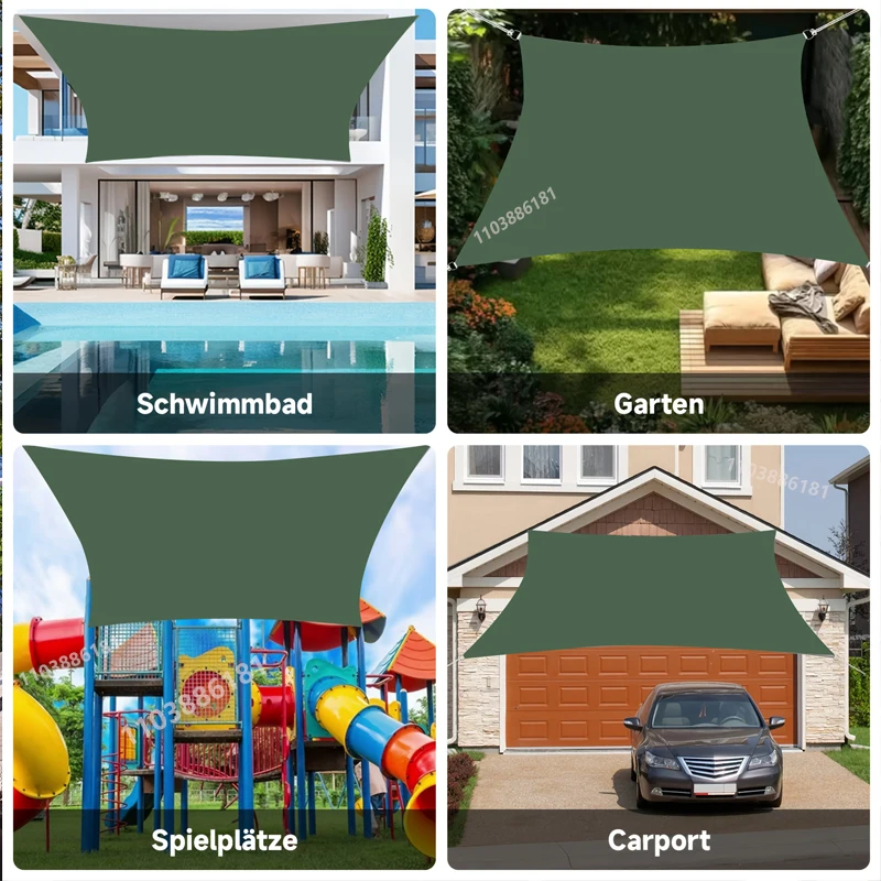 Mehrfarbiger Sonnenschutz, Wasserdichter Sonnenschirm, Segel, für Außenterrasse, Rasen, Strandgarten, Carport, Hinterhof, Deck, Pavillon, Sonnenschirm – Detail 8