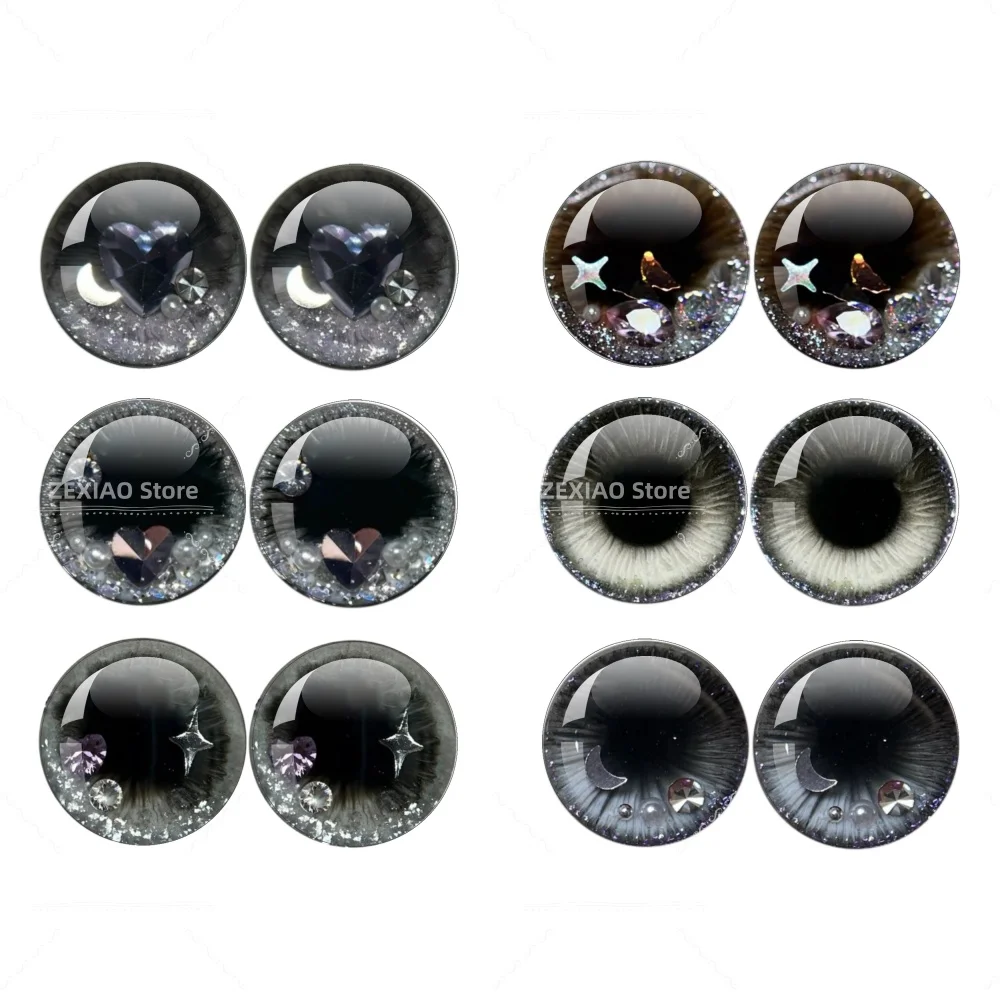 

12 шт./упак. глазные чипсы для кукол Блайт, аниме, черная серия, 14 мм, стеклянные глаза, для рукоделия, оптом