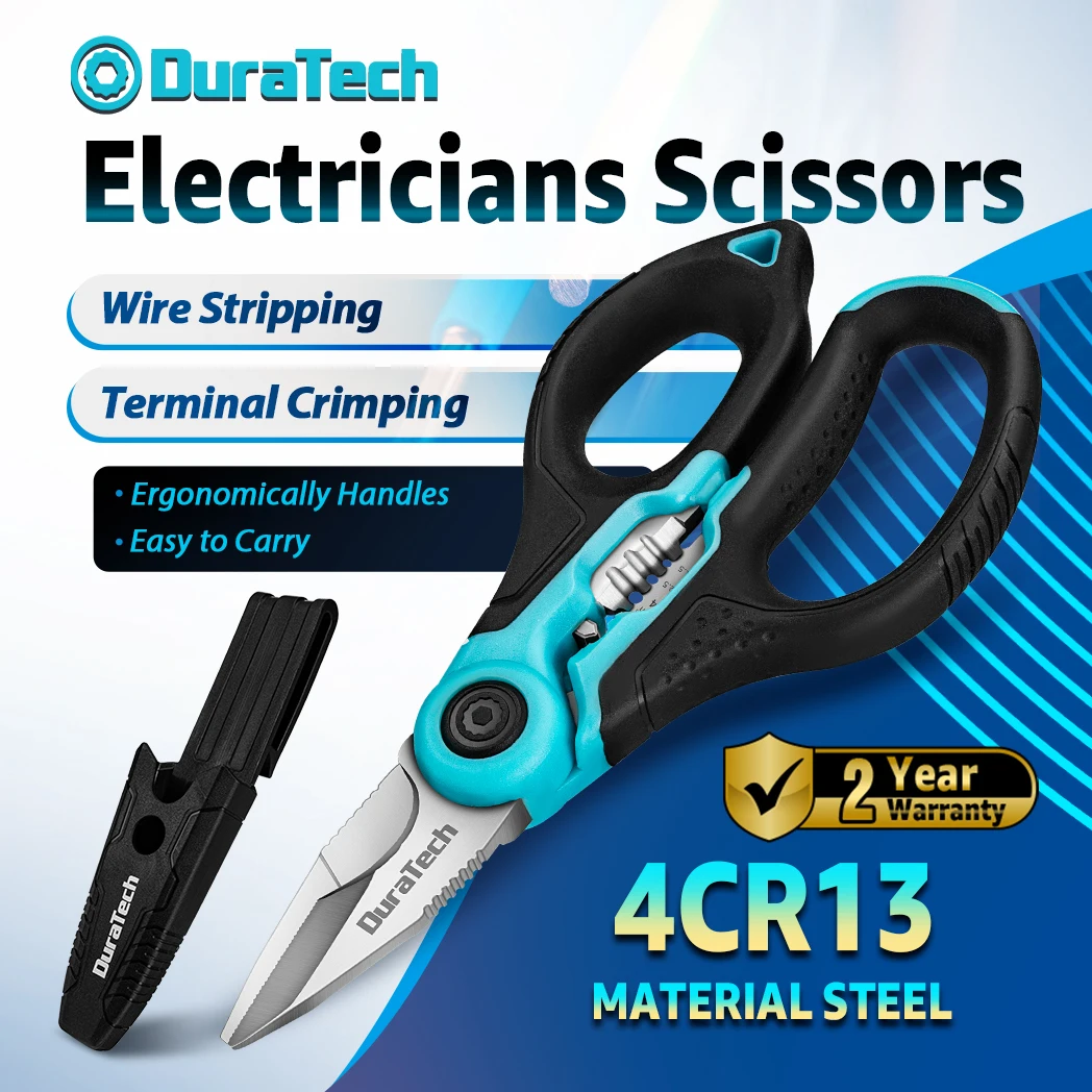 Tesoura Elétrica DURATECH para Eletricistas, Desencapador de Fios, Ferramenta Manual, Cortador de Cabos, Desencapador de Cabos Elétricos e Hidráulicos