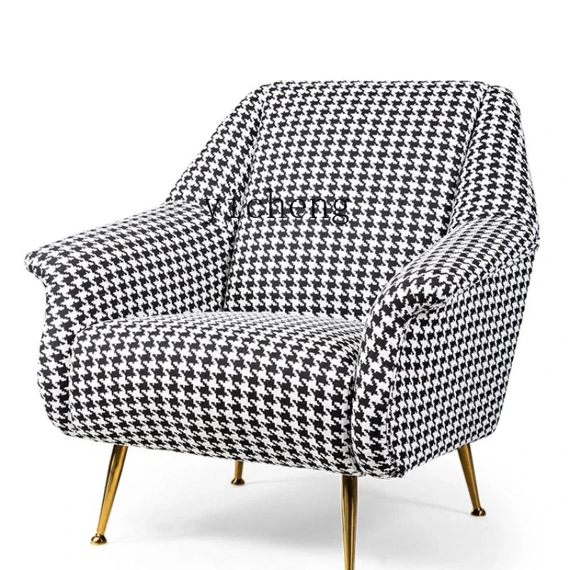 

ZK Household Light Luxury Couch Fabric Houndstooth Couch Living Room Bedroom Leisure Chair Advanced Sense Luxury Home Decor