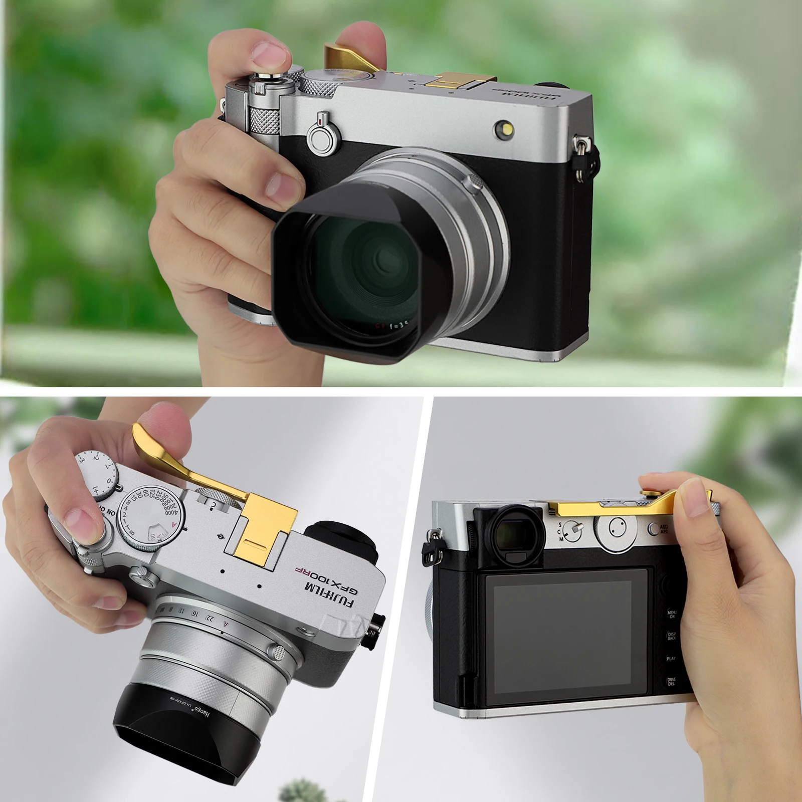 Haoge Metall-Daumen-Up-Griff für Fujifilm GFX100RF Kamera, digitales Zubehör, GFX 100RF, Blitzschuh, Daumen-Up-Rest, Unterstützung, Silber – Detail 12