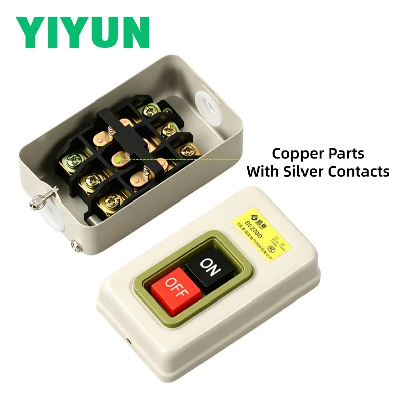 1PC BS211B BS216B BS230B Power Control Push Button Switch 220V/380V Universal 3 Phase Motor ON OFF Pushbutton Starter Switch