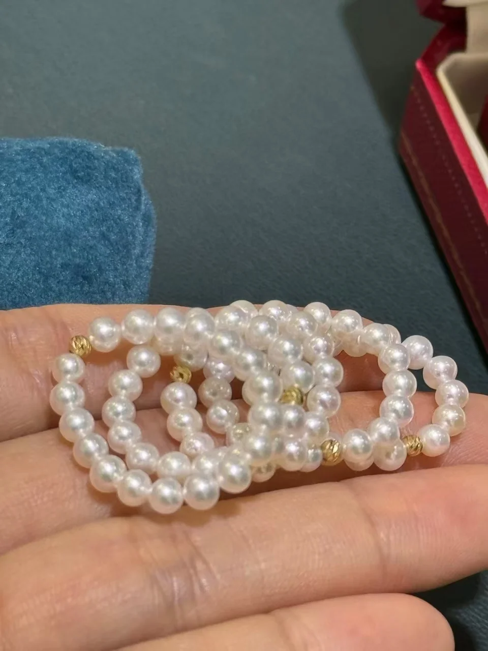 

Chic 925 Silver Natural Peal Elastic Rings 3-4mm High Quality Natural Freshwater Flawless White Baby Pearl String Band Jewelry