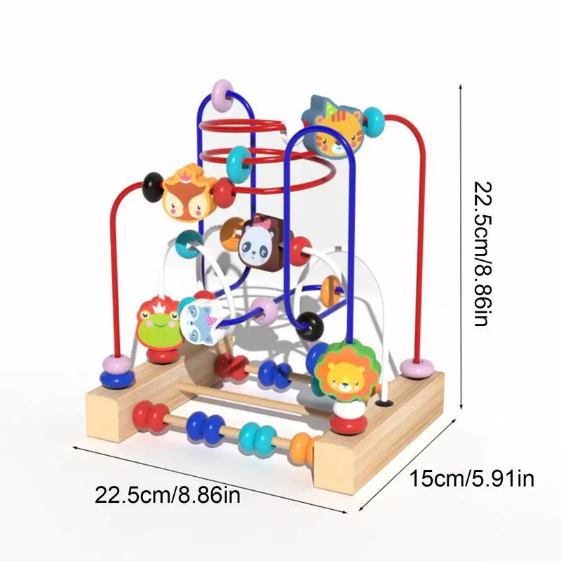 Juguete de montaña rusa con cuentas, rompecabezas educativo de animales, pistas, juego de actividades de montaña rusa colorido para niños pequeños y niñas