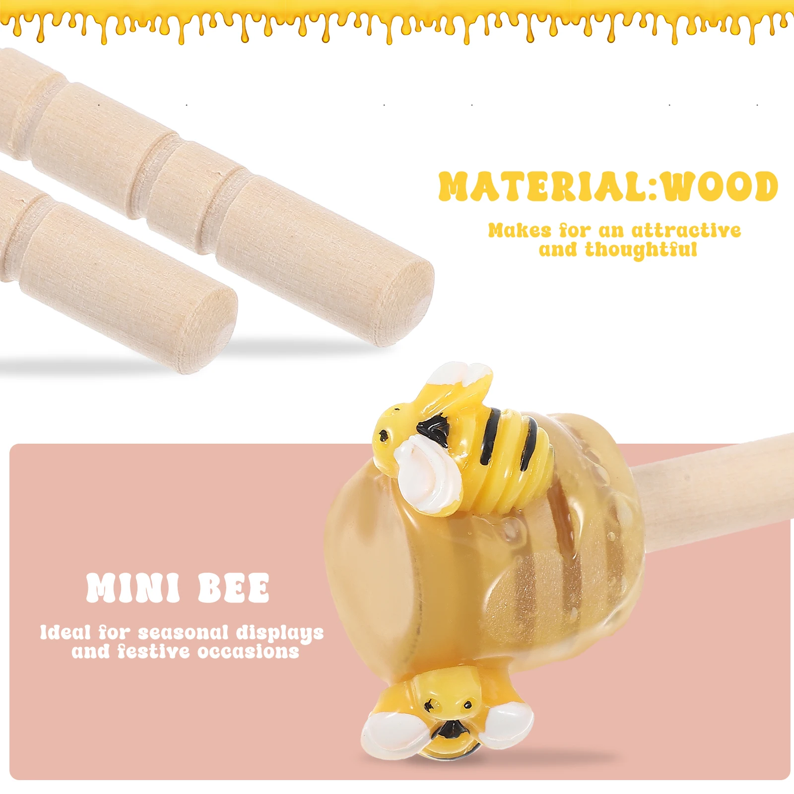 

2pcs Bee Festival Party Decorations Mini Bee Stirring Sticks Layered Tray Decor Farmhouse Summer Fun Attractive