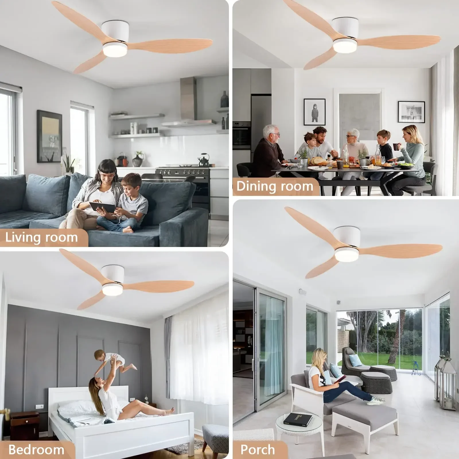 Ventilador de techo con luz LED, Motor de CC, 52 pulgadas, gran volumen de aire, Control remoto, blanco, cocina, dormitorio, comedor, Patio, nuevo