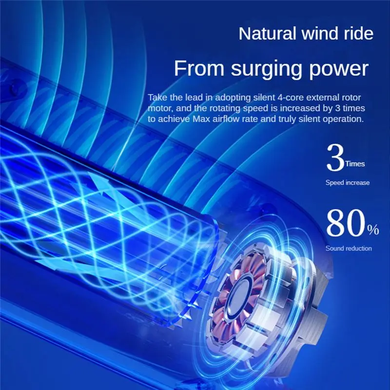 ABGG-USB Tower Fan 3600Mah Battery Rechargeable Aromatherapy Leafless Tower Fan Portable Desktop Air Cooler For Home Study