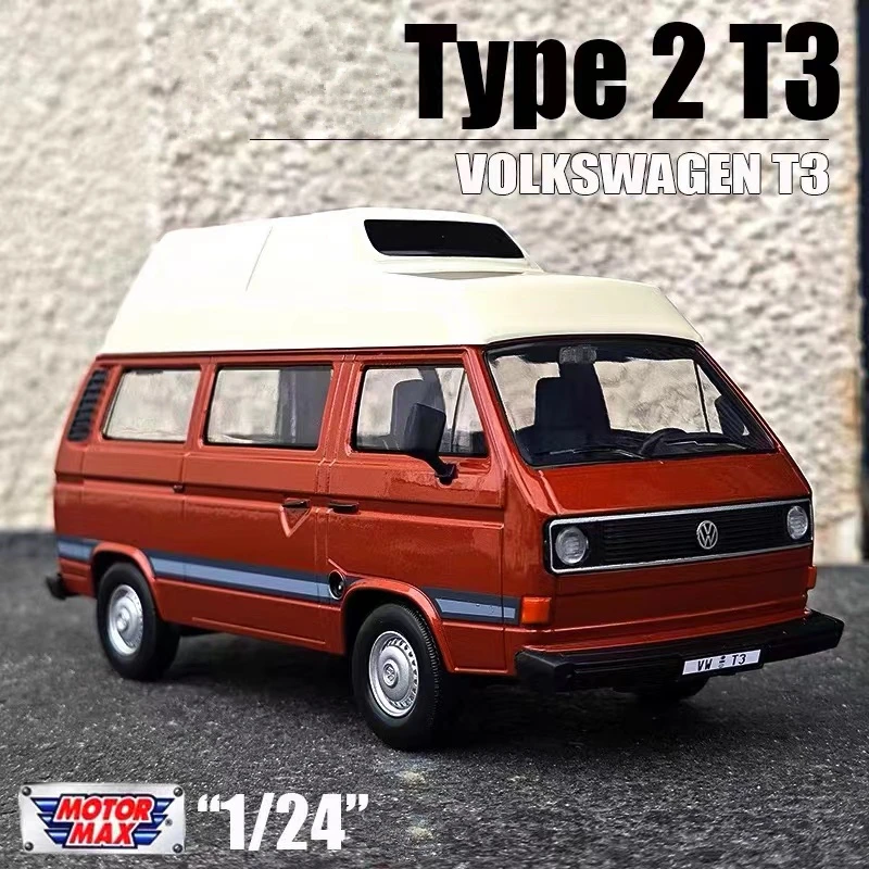 Motormax 1/24 VW TYPE 2 T3 합금 버스 자동차 모델, 다이캐스트 금속 클래식 차량, 자동차 모델 시뮬레이션 컬렉션, 어린이 장난감 선물