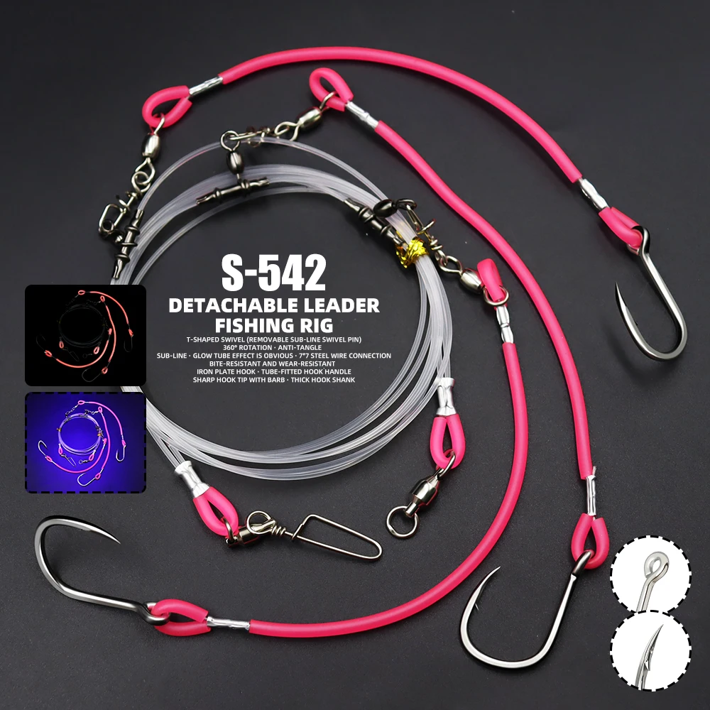 ZYZHE 1/2 Stück Deep Drop Rigs, vorgebundene High-Low-Rigs mit abnehmbaren Stahlhaken, verbindbare Kunstköder-Meeresangelrigs – Detail 1