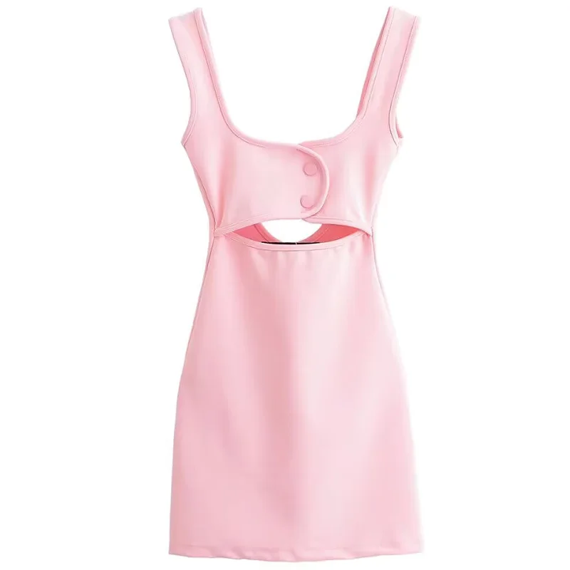 HXAO 2025 Womens Dresses Bodycon Slip Dress Summer Elegant Corset Solid Backless Dresses Cut Out Short Dresses Chic Vestidos 066