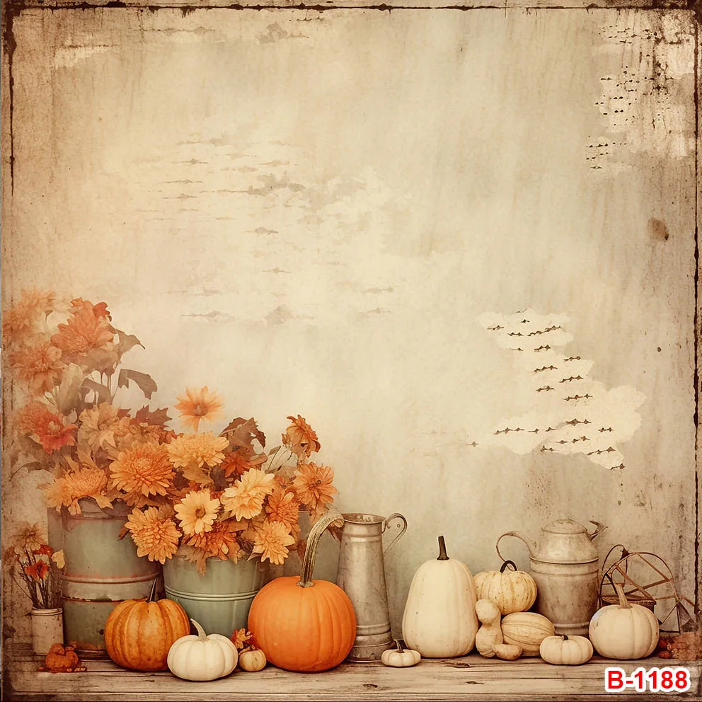 Halloween Pumpkin Wooden House Photographic Backdrop Autumn Forest Child Baby Shower Photography Background Family Photo Banner