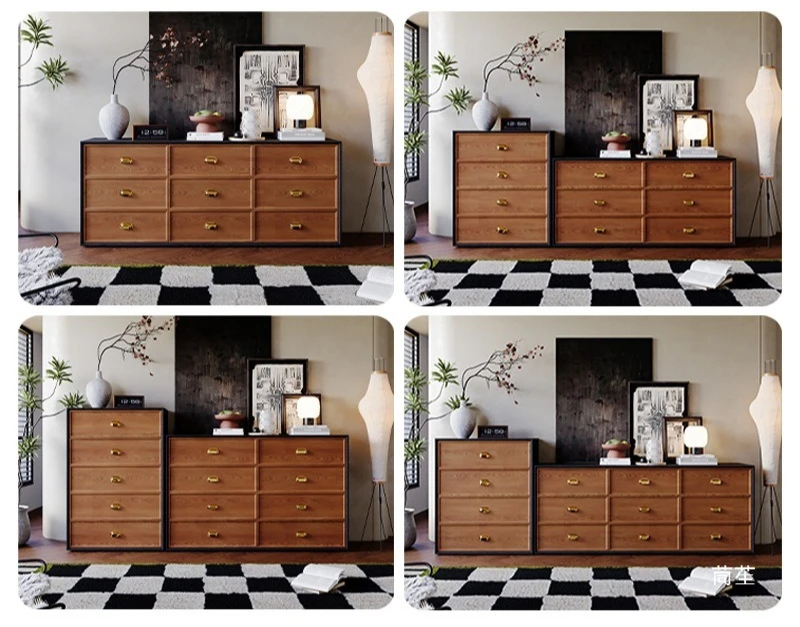 Medieval style living room French storage porch cabinet storage solid wood bedroom retro bedside cabinet