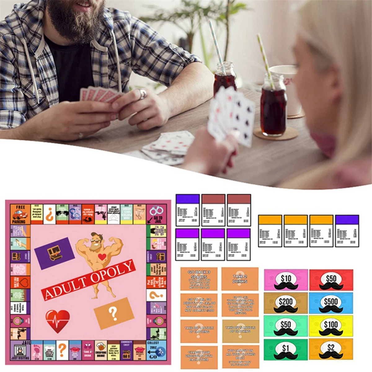 ABYB Pink Board Game Couples Game Couples Cardboard Game Props to Enhance the Relationship Card Game