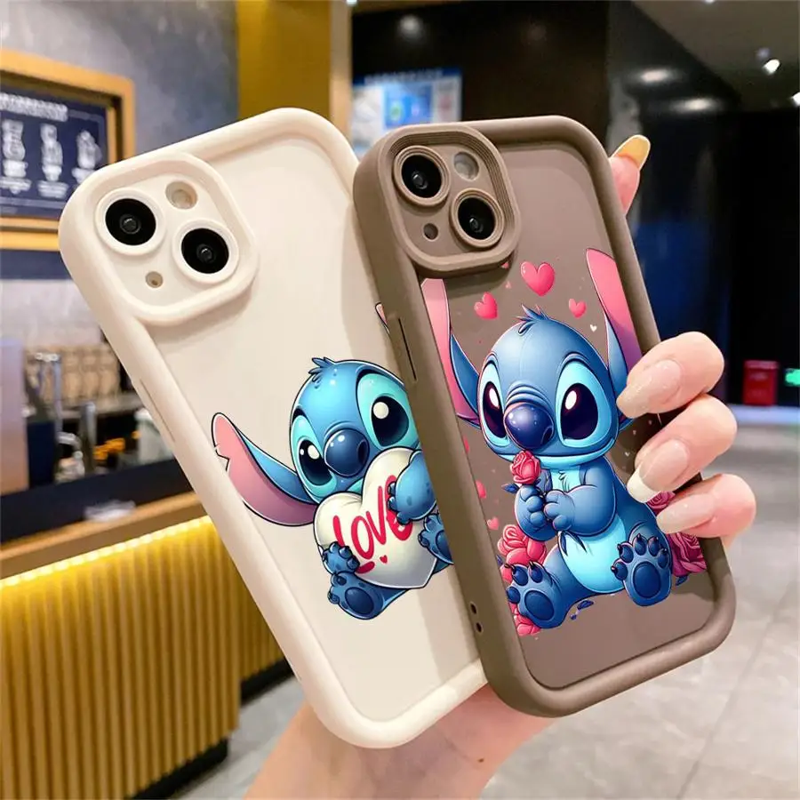 Casing silikon Disney Stitch, pelindung ponsel lunak untuk Apple iPhone 15 11 13 14 Pro Max 12 silikon 15 Plus 11Pro