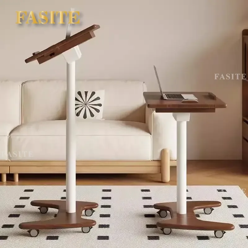 For Solid Wood Lifting Table Mobile Office Podium Station Learning Desk Simple Folding Small Desk with Pulley System