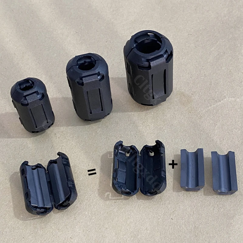 10Pcs 3.5/5/7/9/13/15mm Ring Core Ferrite Bead Clamp Choke Coil EMI RFI Noise Filter Clip Snap Cable for Black Magnetic Snap-on