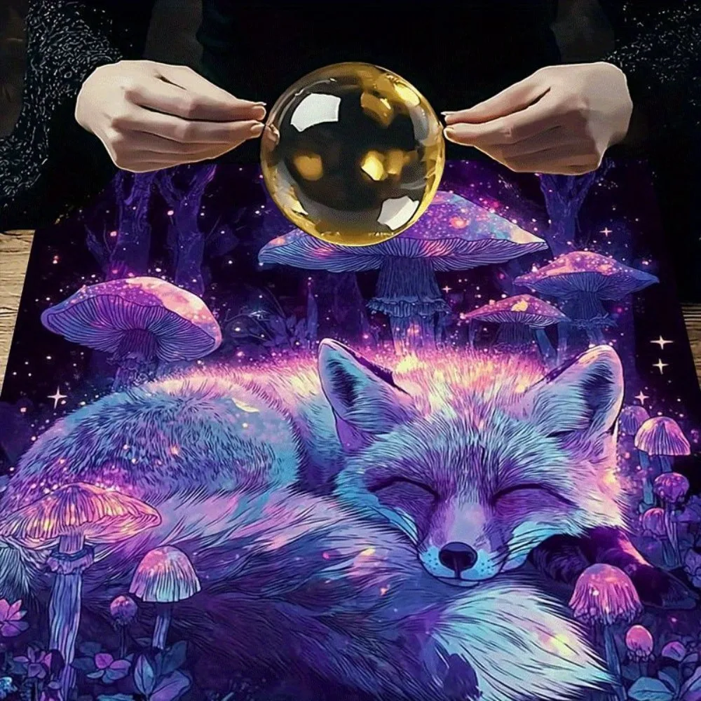 Tarot Tablecloth Multiple Sizes Printed Dreamy Forest Fox Mystical Altar Cloth Polyester Divination Prophecy Card Game Pad Party
