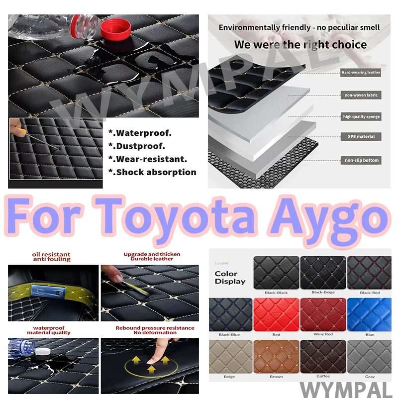 

Luxury Custom Auto Car Floor Mat For Toyota Aygo 2014 2015 2016 2017 2018 Car Mat Full Set Women Waterproof Leather Accessories