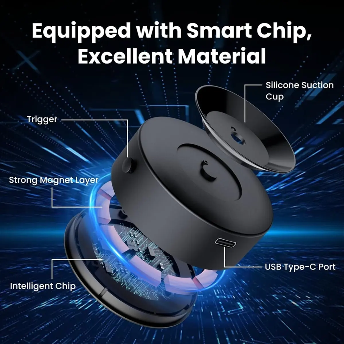 Active Phase Magnetic Cell Phone Holder for Car, Electric Vacuum Strong Suction Car Phone Mount for Magsafe IPhone Android