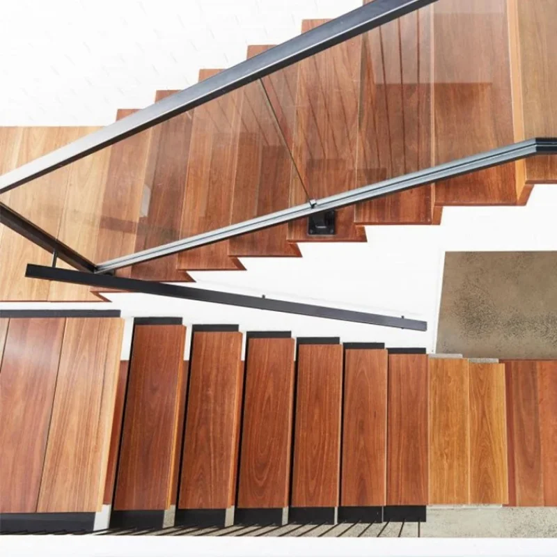 custom.TAKA Customized Indoor/outdoor Glass-Wood Staircase Floating Straight Wood Step/Tread Stair Treads
