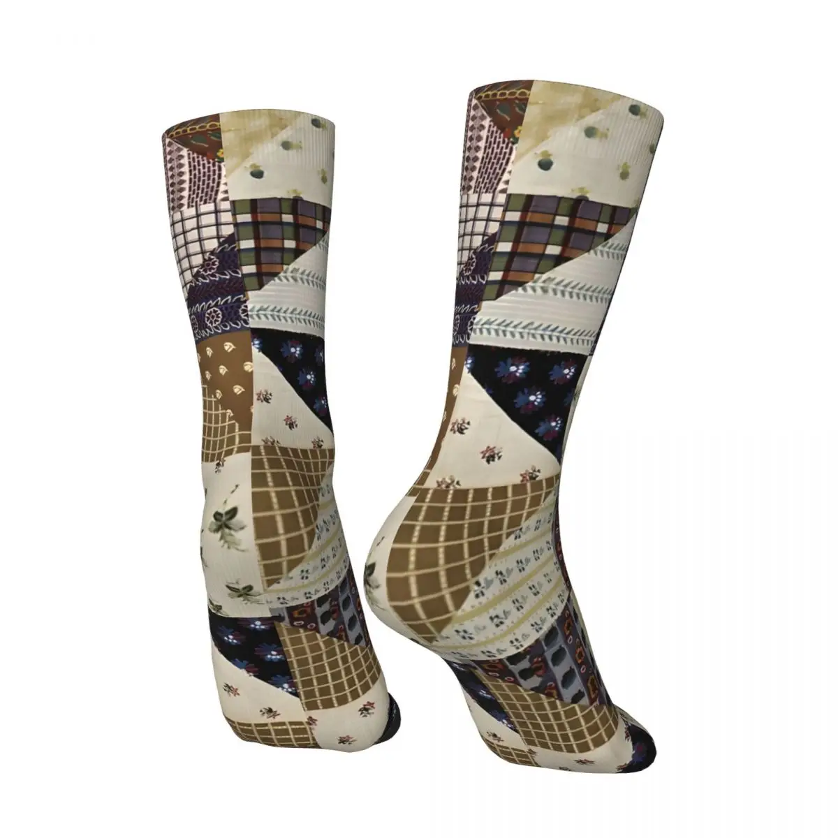 Vintage Vintage Quilt, Patchwork Triangles Men's compression Socks Unisex Harajuku Seamless Printed Novelty Crew Sock