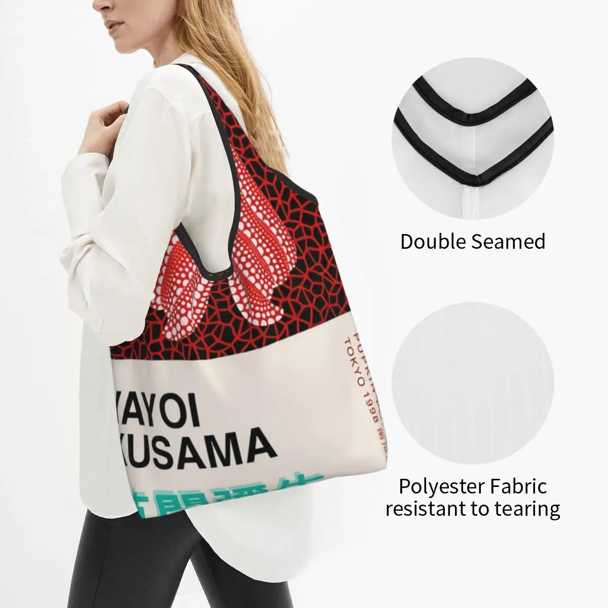 Niestandardowe nadruki Kawaii Vintage Yayoi Kusama dynia torby na zakupy przenośna torebka na ramię typu shopper sztuka abstrakcyjna torebka