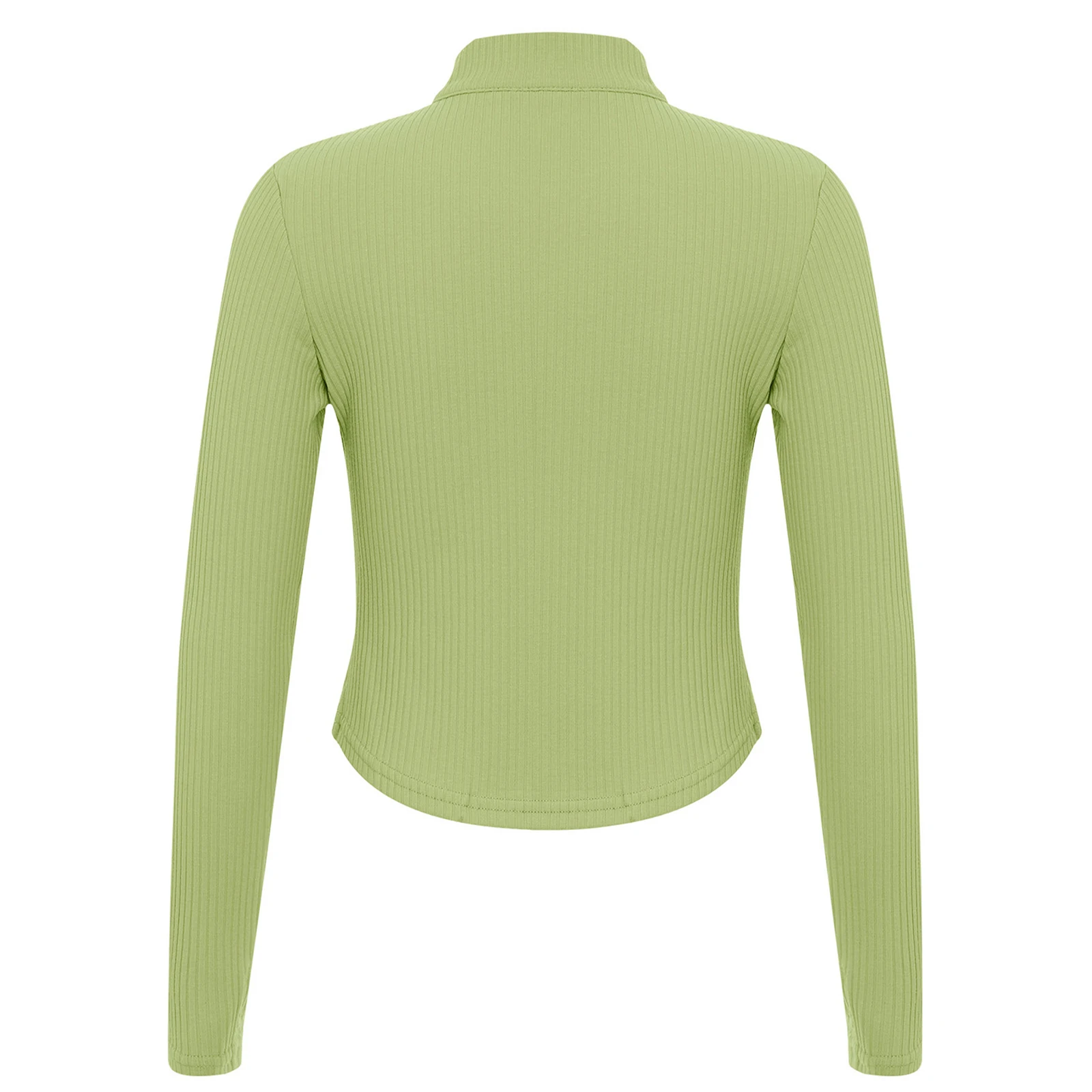 เสื้อเต้นบัลเลต์แจ๊สสำหรับเด็กผู้หญิง แขนยาว คอตั้ง มีรูสอดนิ้วโป้ง แบบสวมหัว มีซิป สีพื้น เรียบง่าย สไตล์ลำลอง