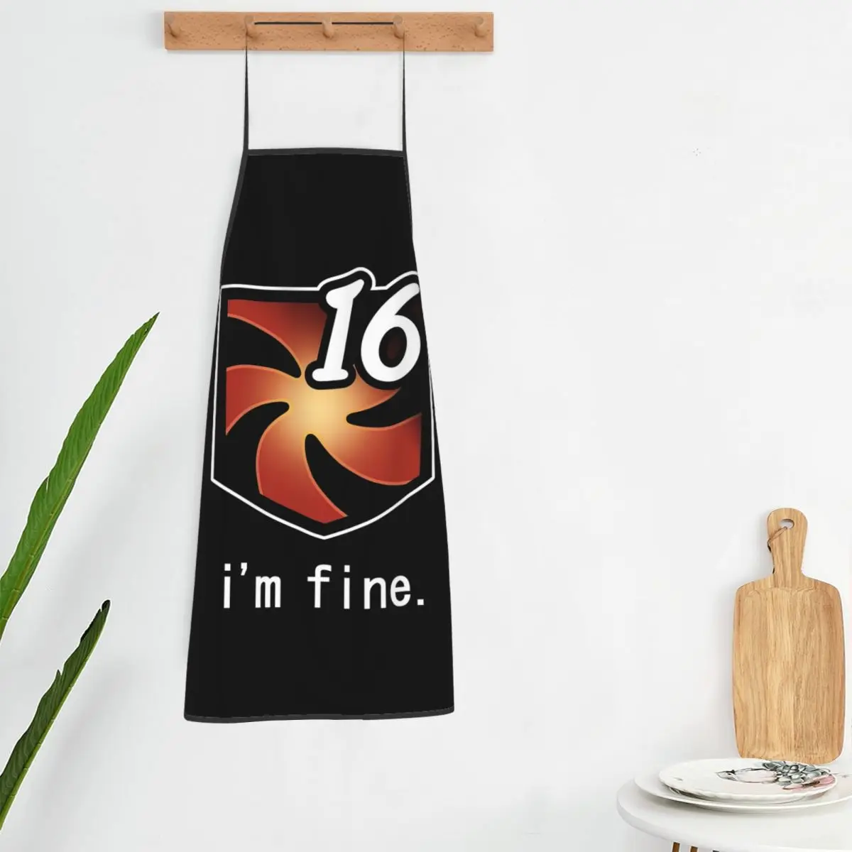 I'm Fine Vuln Stacks Aprons Chef Cooking Tablier Sleeveless Bib Kitchen Cleaning Pinafore for Women Men Gardening