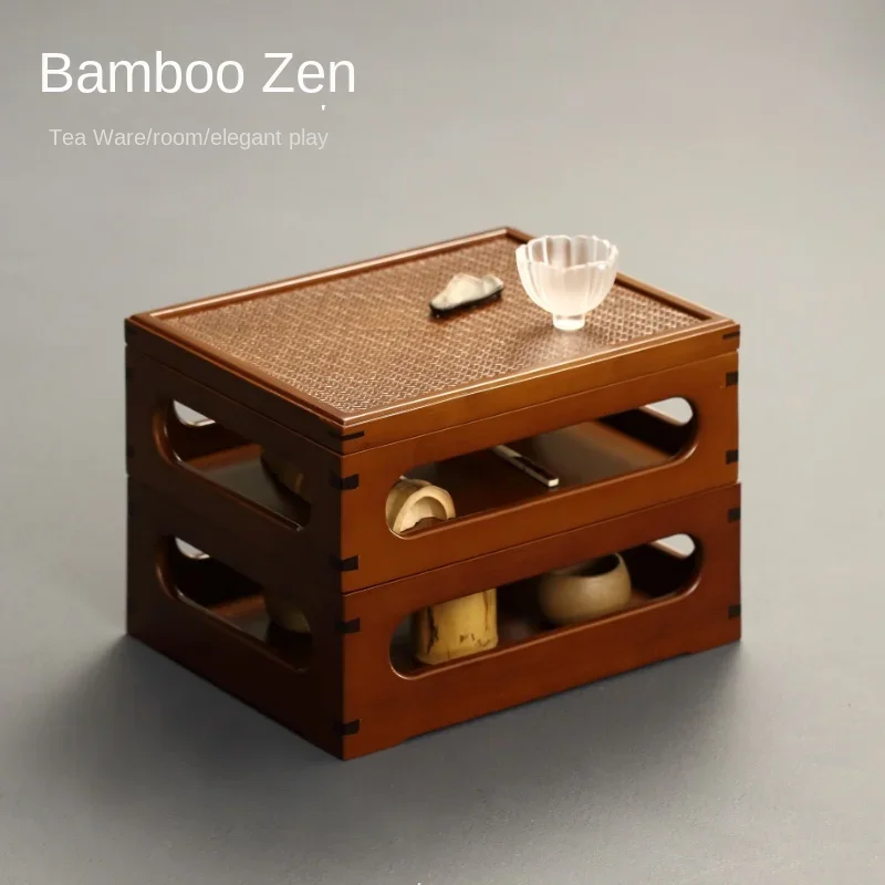 Multi-functional Bamboo Storage Rack, Duobao Ge Three-layer Shelf, Tea Set Organizer, Smooth Cutting Toy Storage Box.