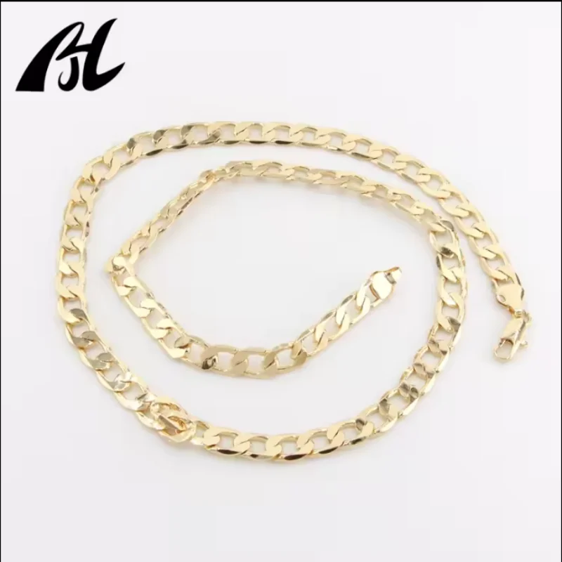 High Quality Multiple Width Length 14k18k Gold Plated Ferrero Cuban Link Chain Necklace for Men Women