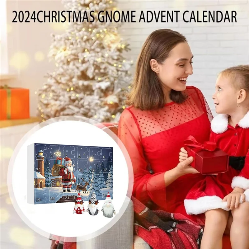 

SOFT-2024 Christmas Gnome Adventcalendar, 2024 Christmas Countdown Calendar With Collectible Gnome Plush Dolls Toy