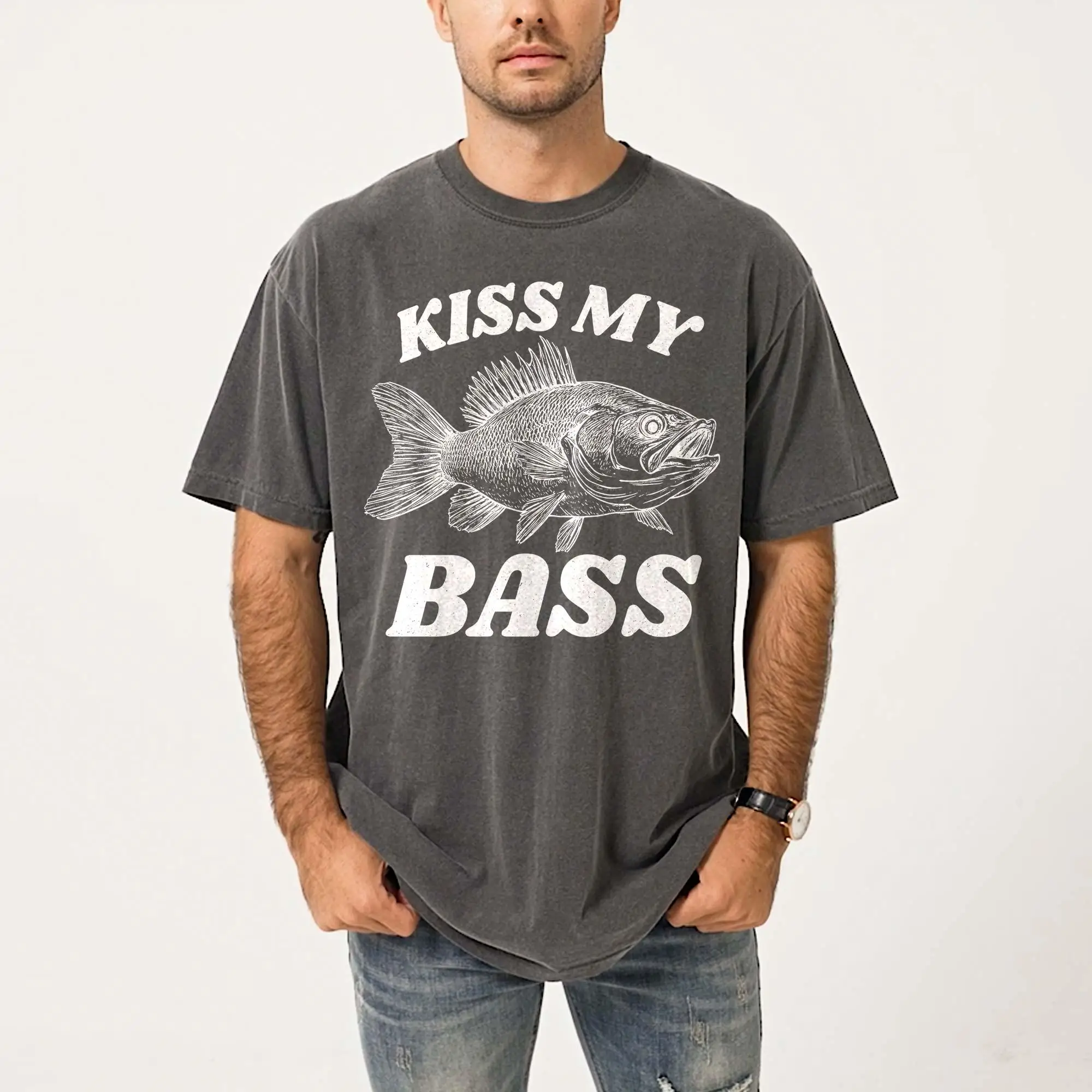 

25 винтажная рубашка для рыбалки в стиле ретро, футболка «Поцелуй моего окуня», забавный подарок для рыбалки для мужчин, футболка для папы, дедушки, уличный юмор, топ, рыбак