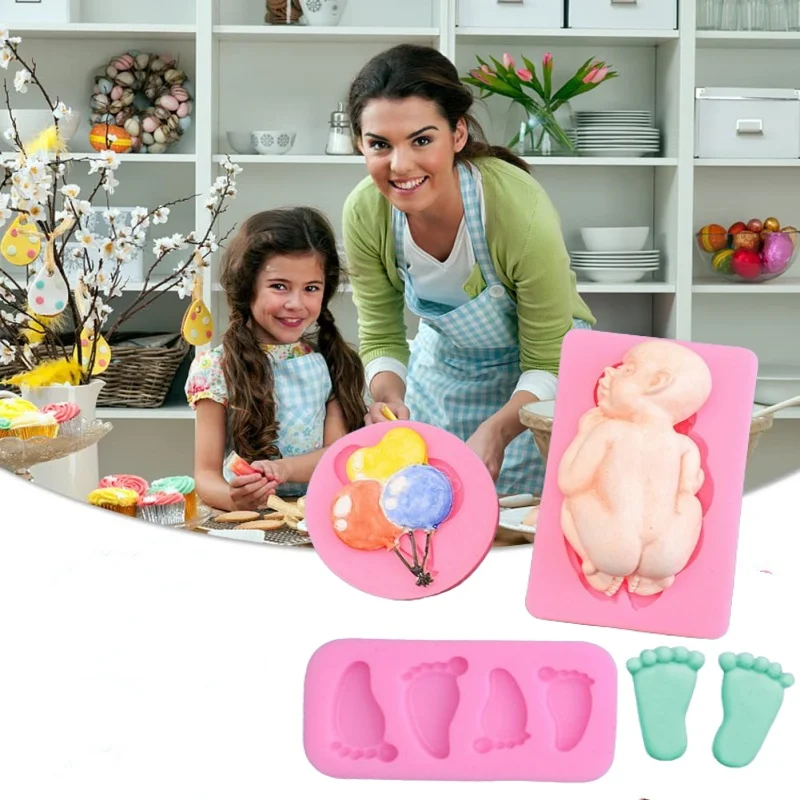 

3D Baby Feet Silicone Mold Chocolate Fondant Cake Decorating Baking Tool Bakeware Pudding Baking Paste Mold