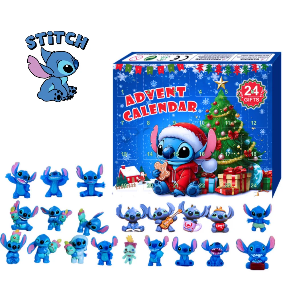 אביזרי דיסני מרוול סטיץ' תיבת לוח שנה לחג המולד לילו וסטיץ' מודל בובה אנימה דמויות מתנה לילדים בנים