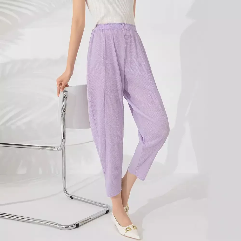 

Handmade Pleated Pants Women's Summer 2024 New High-waisted Draped Casual Versatile Harun Small Feet Nine Radish Pants