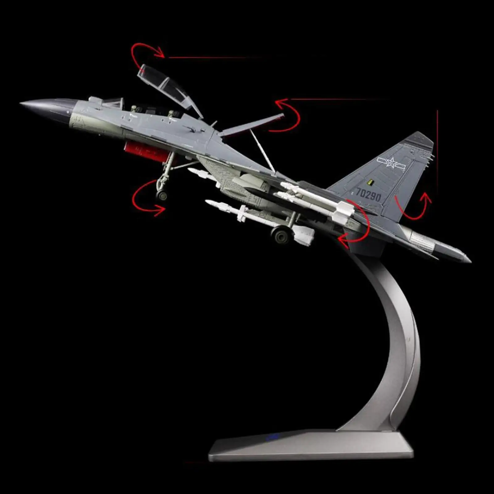 1/48 J16 Fighter Aircraft Souvenir Tabletop Decor High Detailed Airplane with Base Diecast Model for Bookshelf TV Cabinet Bar