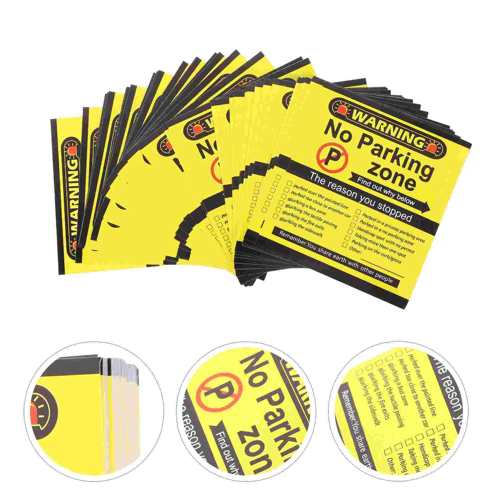 200 Sheets Parking Violation Sticker No Zone Label Warning Public for Adhesive Creative Car Stickers Funny