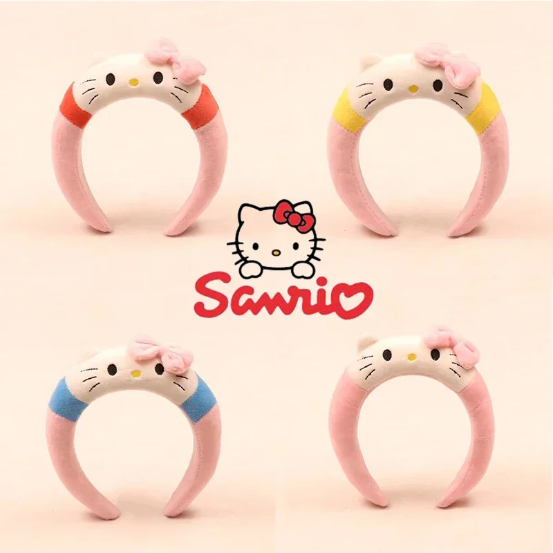

Sanrio плюшевая повязка на голову с ушками «Hello Kitty» для девочек, милая повязка для волос Kuromi, женские аксессуары для волос Cinnamoroll, детский подарок на день рождения, сделай сам