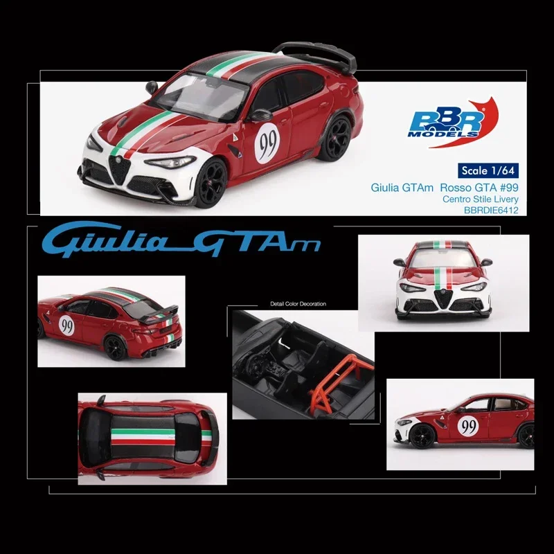 

BBR 1:64 Giulia GTAm Rosso GTA # 99, литая под давлением модель автомобиля с диорамой, коллекция миниатюрных игрушек