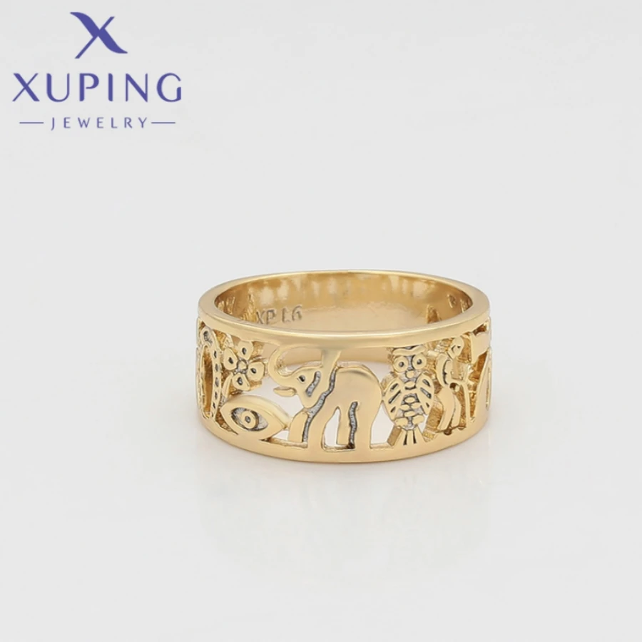 Xuping Jewelry New Arrival Fashion Light Gold Color Circle Shape Rings for Women Girls Wedding Commemoration Day Gift X000893105