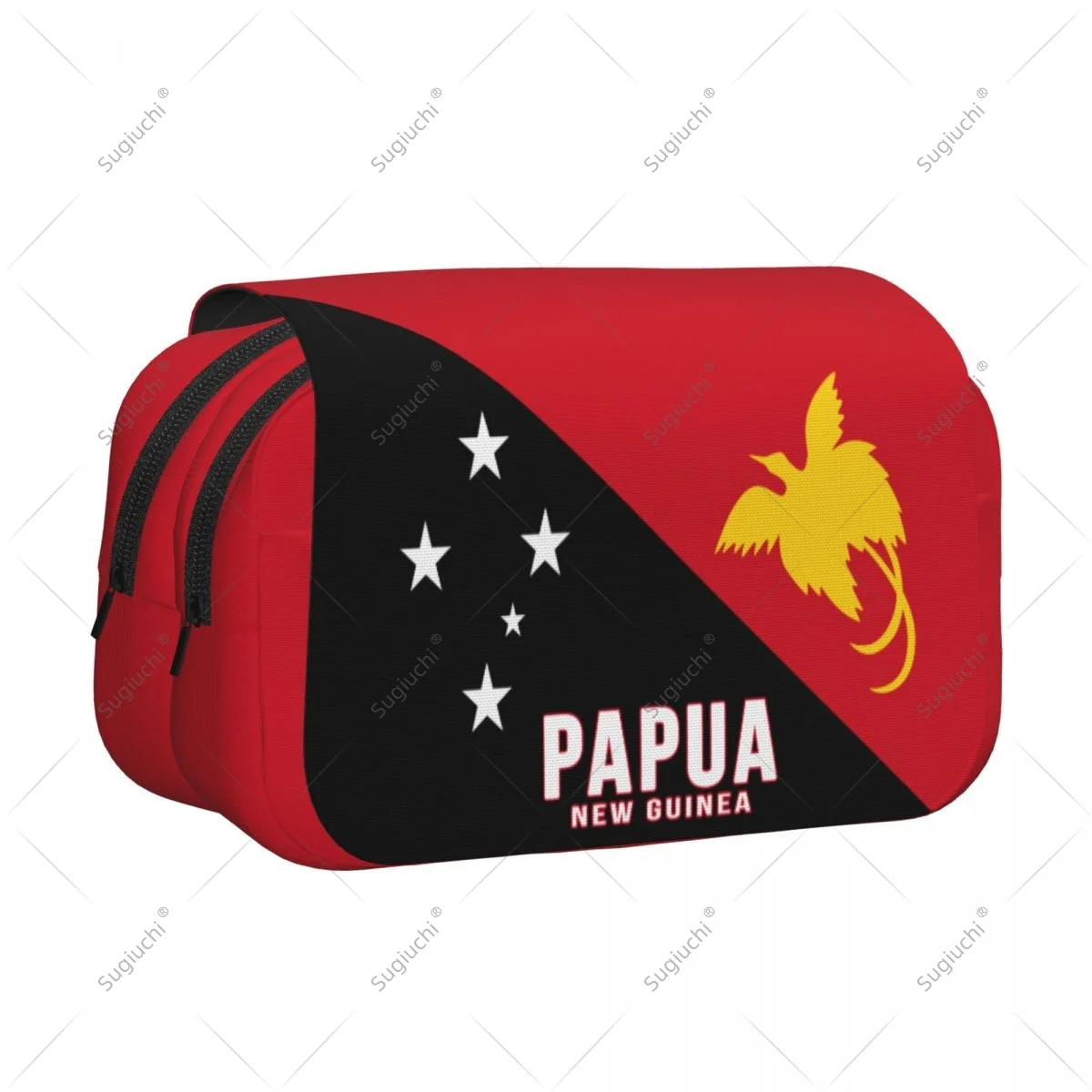 Pencil Case Scissors Bags 3D Papua New Guinea Flag Double-layer Oxford Cloth Stationery Storage Pen Box Case