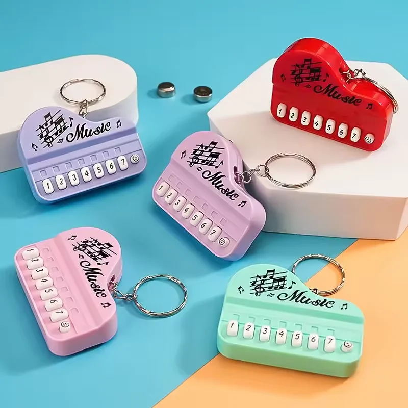 Creative Mini Electronic Piano Game Keychain Pendant 7 Keys Luminous Music Toy Keyring for Kids Backpack Pendant Pocket Gifts view 4